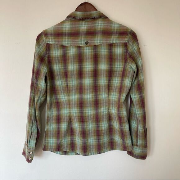 PrAna Size Small Plaid Button Up Long Sleeve Shirt - Picture 2 of 7
